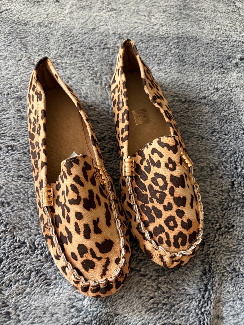 SHEIN Leopard Print Slip-On Moccasin Loafers - Tan & Brown